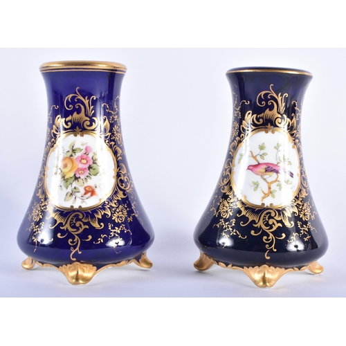 541 - A PAIR OF COALPORT PORCELAIN FLARED VASES. 11 cm high.