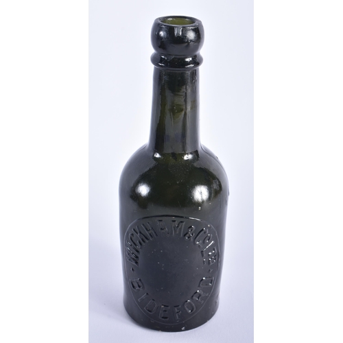 546 - A 17TH/18TH CENTURY IRIDESCENT GLASS ONION FORM WINE BOTTLE together with a later Wickham & Co Ltd b... 