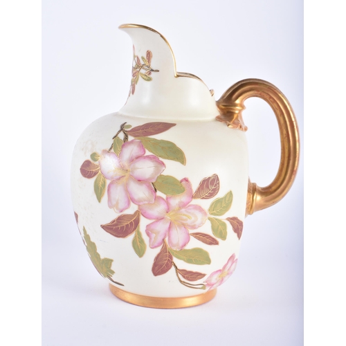 547 - AN ANTIQUE ROYAL WORCESTER BLUSH IVORY JUG. 19 cm high.