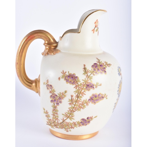 547 - AN ANTIQUE ROYAL WORCESTER BLUSH IVORY JUG. 19 cm high.