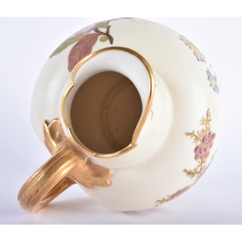 547 - AN ANTIQUE ROYAL WORCESTER BLUSH IVORY JUG. 19 cm high.