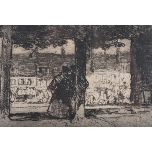 594 - The Market Square, Montreuil, 1907. Copper etching Signed by Frank Brangwyn. Anglo-Welsh artist Fran... 