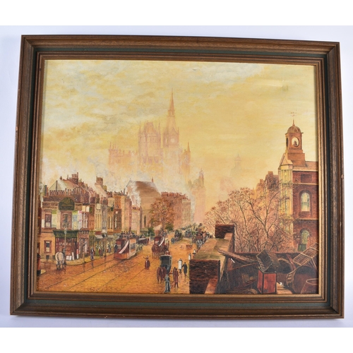 596 - British School (20th Century) Oil on canvas, Street scene, signed Evans. 70 cm 58 cm