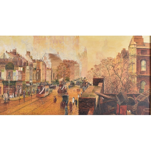 596 - British School (20th Century) Oil on canvas, Street scene, signed Evans. 70 cm 58 cm