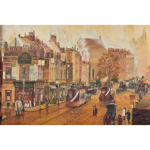 596 - British School (20th Century) Oil on canvas, Street scene, signed Evans. 70 cm 58 cm