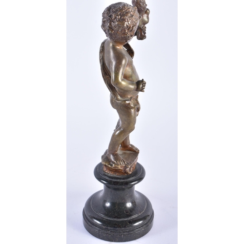 598 - French School (19th Century) Bronze, Standing boy holding a bust. 24.5 cm high.