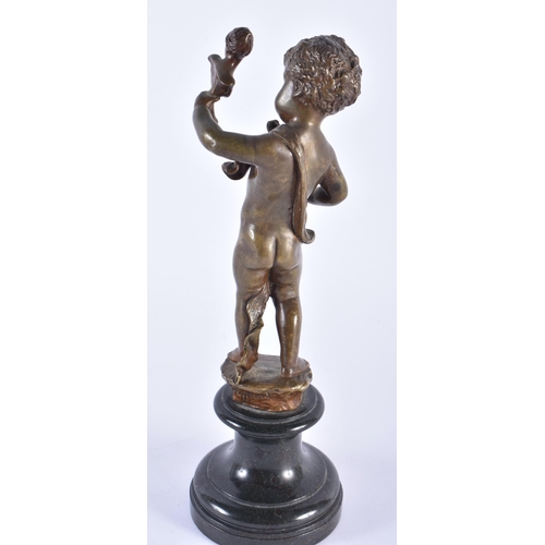 598 - French School (19th Century) Bronze, Standing boy holding a bust. 24.5 cm high.