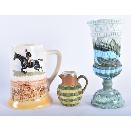 60 - A ROYAL DOULTON GRAND NATIONAL ROYAL MAIL MUG together with a silver mounted jug, together with an u... 