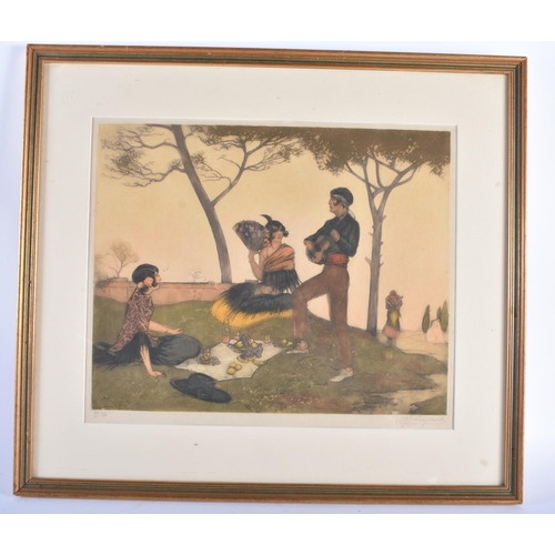 609 - Georges P Guinegault (1893-1982) Lithograph, Spanish Serenade. 58 cm x 52 cm.