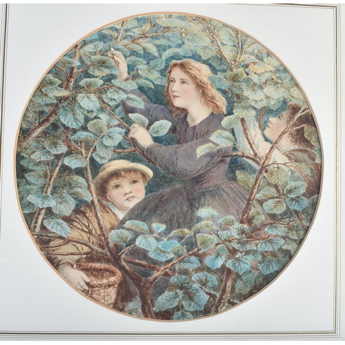 610 - English School/Arts and Crafts (C1890-1910) Watercolour, Figures amongst the bushes. 54 cm square.