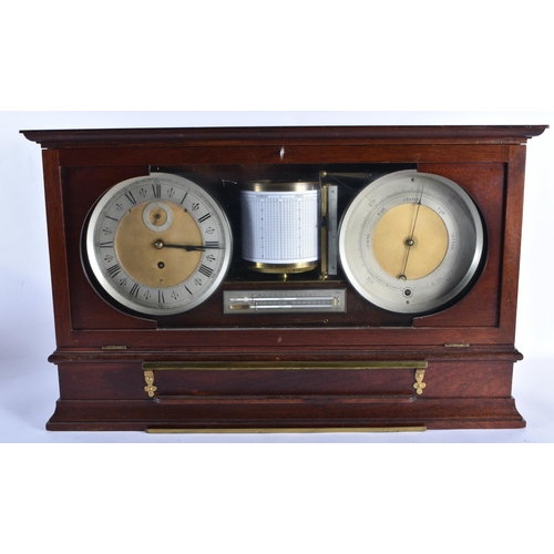 614 - A FINE ANTIQUE NEGRETTI & ZAMBRA WEATHER STATION C1874 with twin silvered dials, central barograph a... 