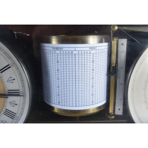 614 - A FINE ANTIQUE NEGRETTI & ZAMBRA WEATHER STATION C1874 with twin silvered dials, central barograph a... 