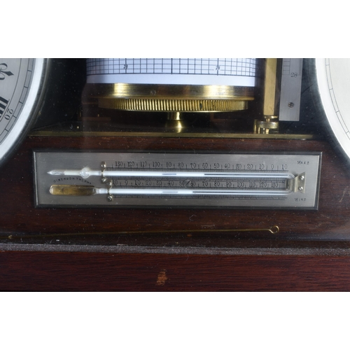 614 - A FINE ANTIQUE NEGRETTI & ZAMBRA WEATHER STATION C1874 with twin silvered dials, central barograph a... 