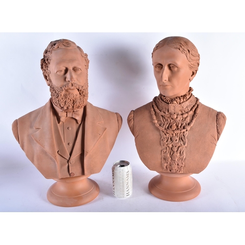 700 - W C Lawton (Active 1885-1912) Pair, Terracotta busts. 52 cm x 32 cm.