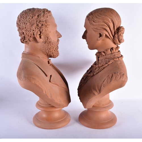 700 - W C Lawton (Active 1885-1912) Pair, Terracotta busts. 52 cm x 32 cm.