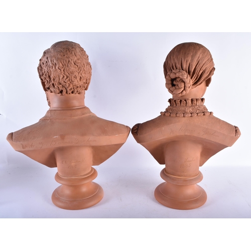 700 - W C Lawton (Active 1885-1912) Pair, Terracotta busts. 52 cm x 32 cm.