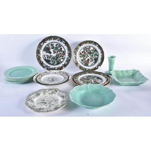 791 - FOUR SPODE COPELAND DANIELL LONDON PLATES together with six Spode royal jade plates, a royal jade bo... 