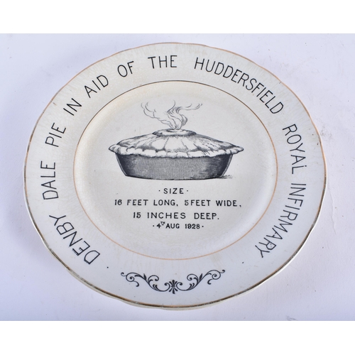 801 - AN UNUSUAL DENBY DALE RECORD PIE COMPETITION PLATE. 24 cm wide.