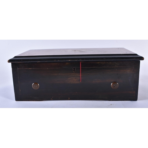 802 - A 19TH CENTURY SWISS FOUR AIR MUSICAL BOX. 34 cm x 16 cm.