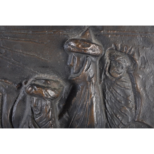 806 - A HEAVY EUROPEAN BRONZE THREE WISE MEN PLAQUE. 36 cm x 26 cm.