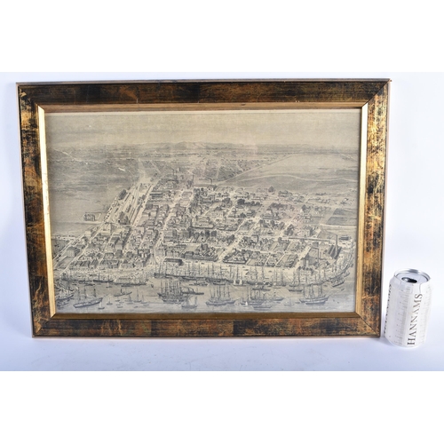 807 - AN ANTIQUE FRAMED ENGRAVING OF PORT ADELAIDE SOUTH AFRICA. 58 cm x 38 cm.