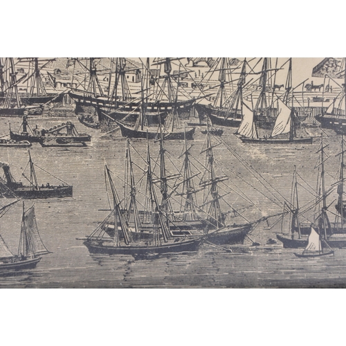 807 - AN ANTIQUE FRAMED ENGRAVING OF PORT ADELAIDE SOUTH AFRICA. 58 cm x 38 cm.