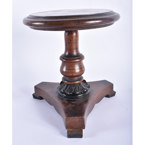 9 - AN ANTIQUE MAHOGANY APPRENTICE MADE MAHOGANY TABLE together with a Bronze bell form door stop. Large... 