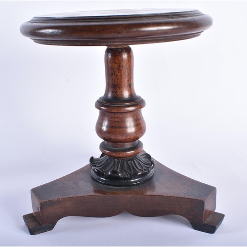 9 - AN ANTIQUE MAHOGANY APPRENTICE MADE MAHOGANY TABLE together with a Bronze bell form door stop. Large... 