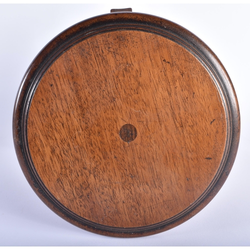 9 - AN ANTIQUE MAHOGANY APPRENTICE MADE MAHOGANY TABLE together with a Bronze bell form door stop. Large... 