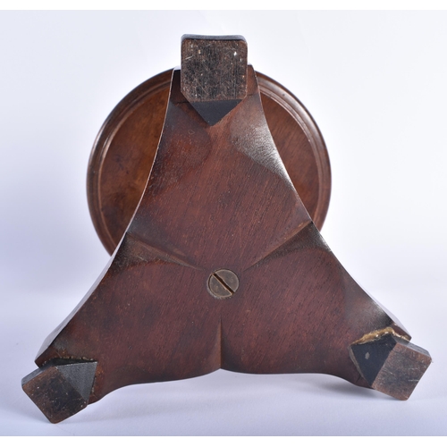 9 - AN ANTIQUE MAHOGANY APPRENTICE MADE MAHOGANY TABLE together with a Bronze bell form door stop. Large... 