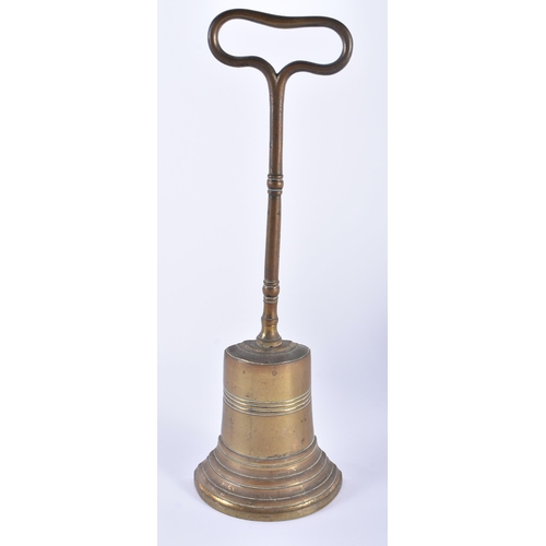 9 - AN ANTIQUE MAHOGANY APPRENTICE MADE MAHOGANY TABLE together with a Bronze bell form door stop. Large... 