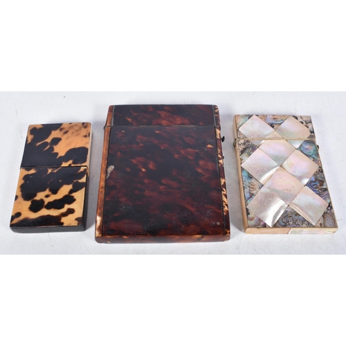 1909 - 3 x 19th Century Mother Pearl & Shell Calling Card Cases For Restoration. 90.7 grams. Largest 10.25 ... 