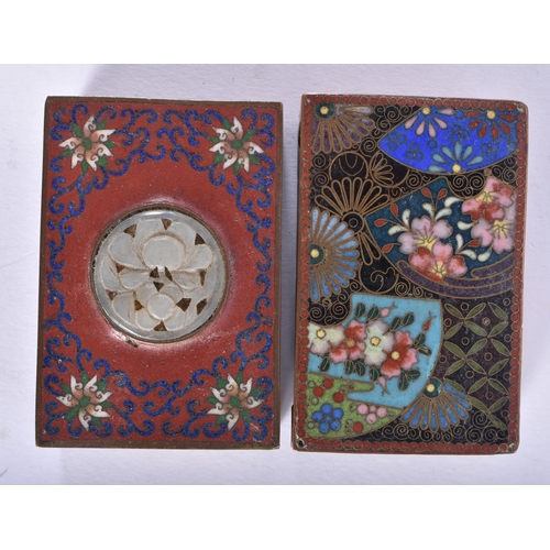 2173 - TWO 19TH CENTURY ORIENTAL CLOISONNE ENAMEL MATCHBOX CASES. (2)