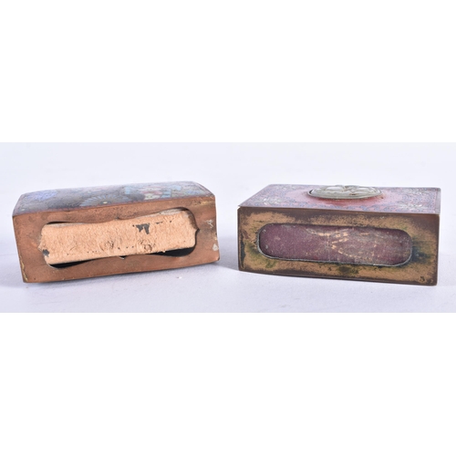 2173 - TWO 19TH CENTURY ORIENTAL CLOISONNE ENAMEL MATCHBOX CASES. (2)