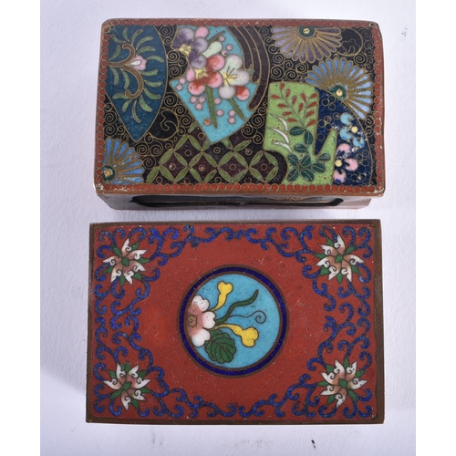 2173 - TWO 19TH CENTURY ORIENTAL CLOISONNE ENAMEL MATCHBOX CASES. (2)