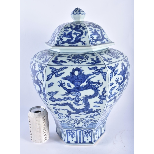 2209 - A VERY LARGE CHINESE BLUE AND WHITE MING STYLE VASE AND COVER possibly 19th century, bearing Wanli m... 