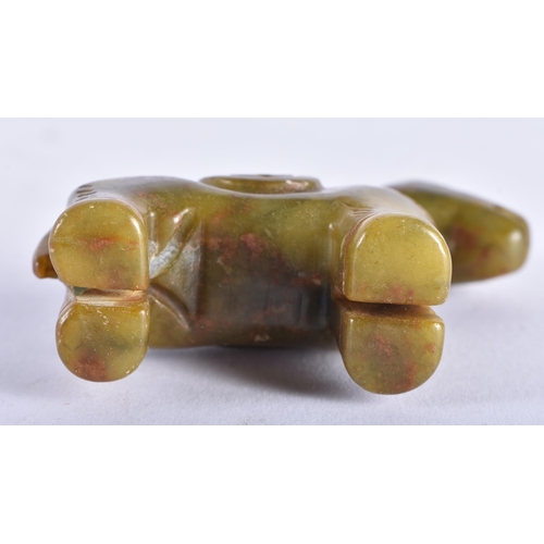 2218 - TWO CHINESE JADE CARVINGS 20th Century. 99.1 grams. Largest 7 cm x 5.5 cm. (2)