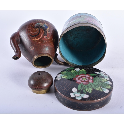 2227 - FOUR 19TH CENTURY JAPANESE MEIJI PERIOD CLOISONNE ENAMEL WARES together with a Chinese cloisonne ena... 