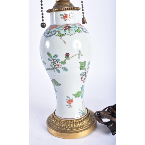 2443 - A 19TH CENTURY FRENCH SAMSONS OF PARIS PORCELAIN LAMP modelled in the Chinese Export style. 43 cm hi... 