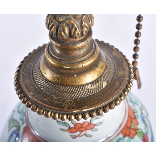 2443 - A 19TH CENTURY FRENCH SAMSONS OF PARIS PORCELAIN LAMP modelled in the Chinese Export style. 43 cm hi... 