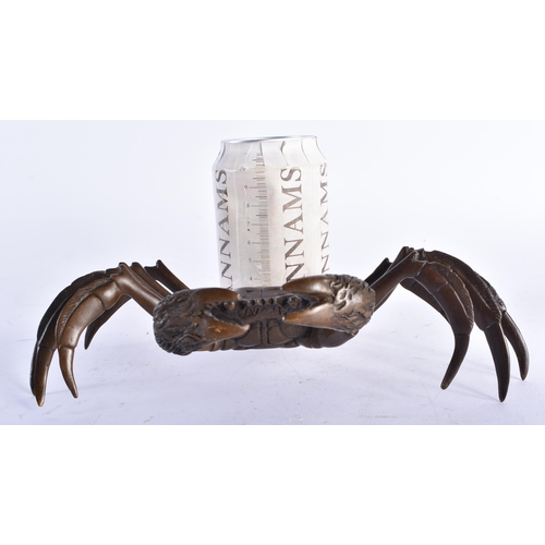 2446 - A LARGE JAPANESE BRONZE CRAB OKIMONO. 721 grams. 24.5 cm x 11 cm.