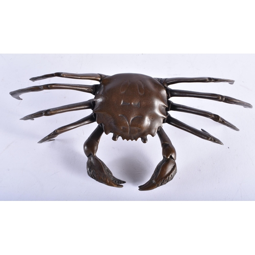 2446 - A LARGE JAPANESE BRONZE CRAB OKIMONO. 721 grams. 24.5 cm x 11 cm.