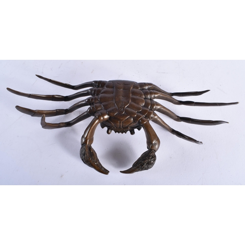 2446 - A LARGE JAPANESE BRONZE CRAB OKIMONO. 721 grams. 24.5 cm x 11 cm.