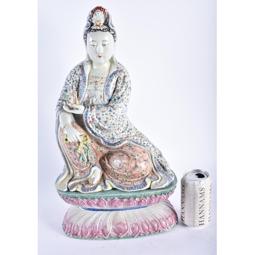 2447 - A VERY LARGE 19TH CENTURY CHINESE FAMILLE ROSE PORCELAIN FIGURE OF AN IMMORTAL Qing, modelled upon a... 