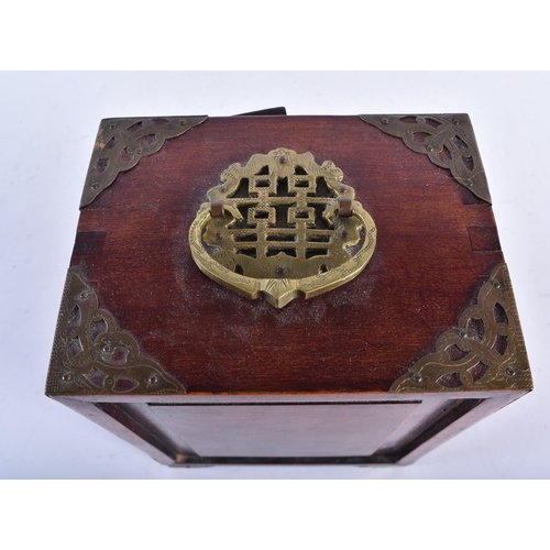 2449 - A CHINESE REPUBLICAN PERIOD JADE INSET CABINET. 19 cm x 14 cm.