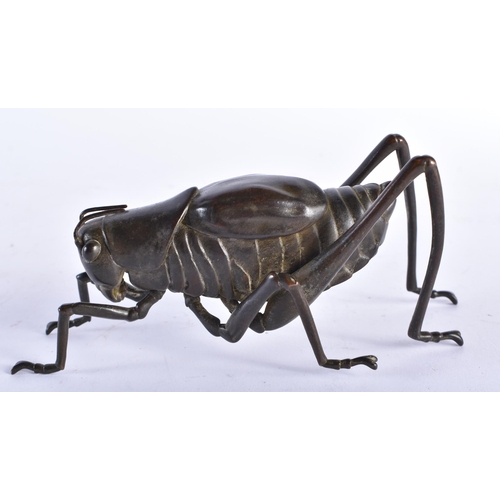 2450 - A JAPANESE BRONZE GRASSHOPPER OKIMONO. 16 cm wide.