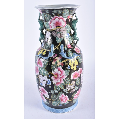 2455 - A CHINESE REPUBLICAN PERIOD FAMILLE NOIRE PORCELAIN VASE. 36 cm high.