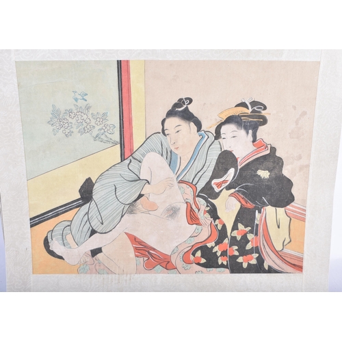 2503 - Japanese School (19th Century) 6 x Watercolours, Erotic scenes. 38 cm x 30 cm. (6)