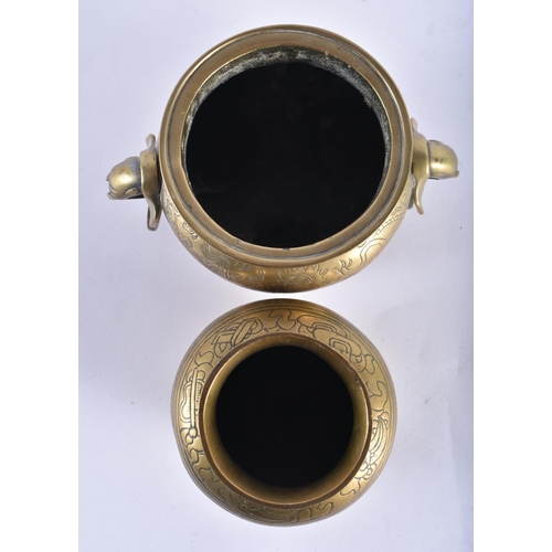 2506 - TWO 19TH CENTURY CHINESE BRONZE CENSERS. Largest 17 cm wide. (2)