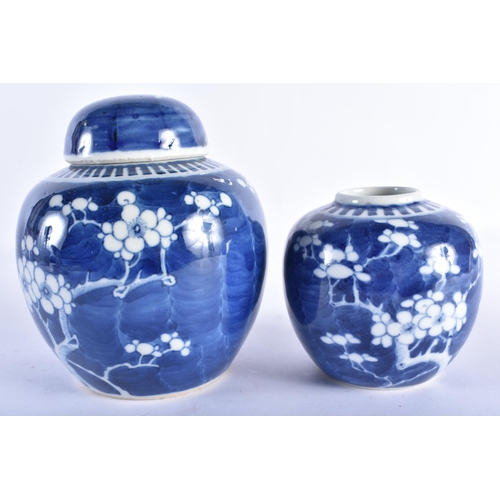 2565 - TWO LATE 19TH CENTURY CHINESE BLUE AND WHITE PORCELAIN GINGER JARS AND COVERS Late Qing. Largest 15 ... 